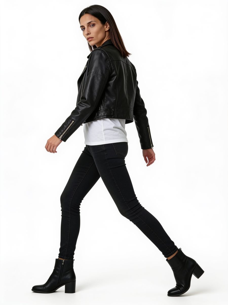 Leather jacket and everyday ankle boots